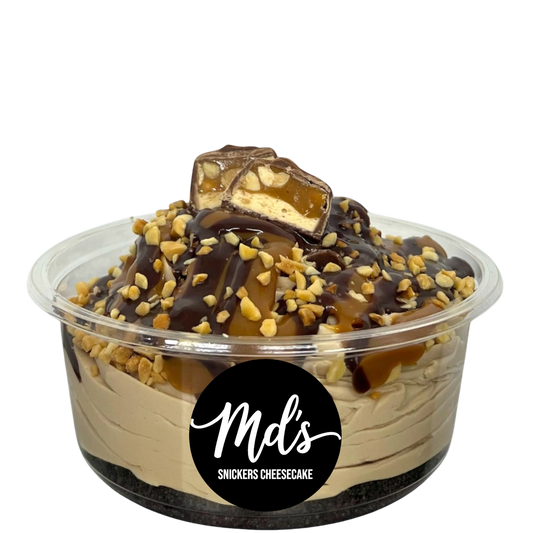 Snickers cheesecake tubs - Mama’s Desserts