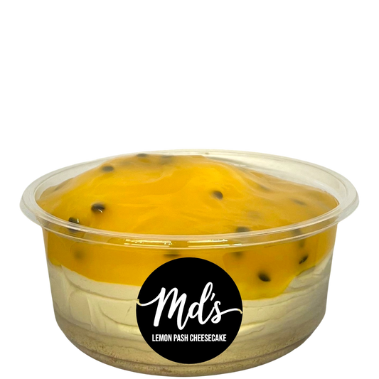 Lemon x passionfruit cheesecake tubs - Mama’s Desserts