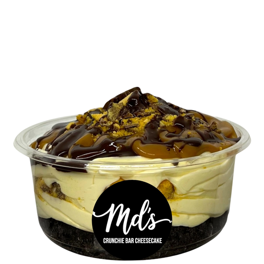 Crunchie bar cheesecake tubs - Mama’s Desserts