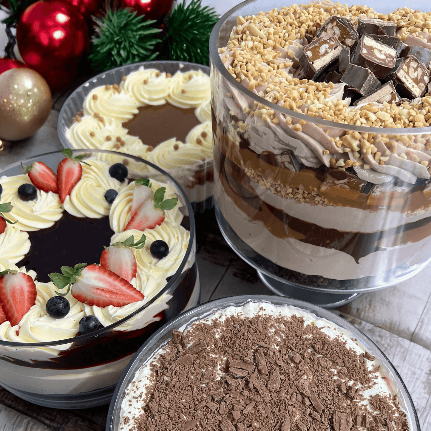 Your choice of dessert made in a 3.7 litre glass bowl - Mama’s Desserts